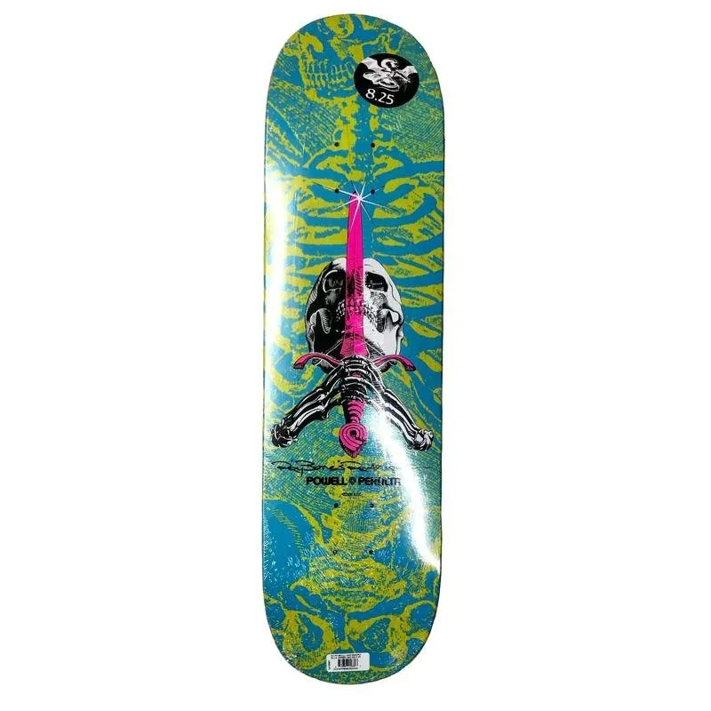 Powell Peralta  8.25” Skull & Sword Blue/Green Skateboard Deck