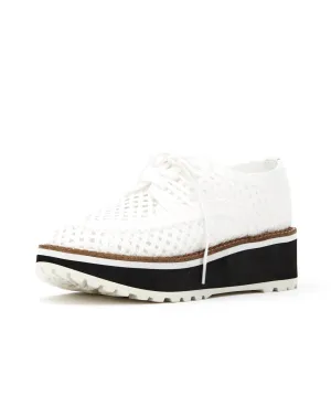 Raffia Platform Sneakers - White