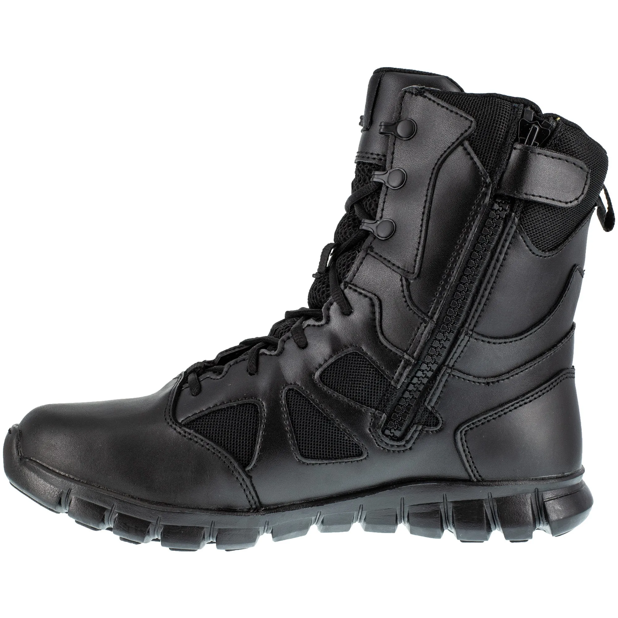 Reebok Mens Black Leather Military Boots Sublite Tactical Zip WP