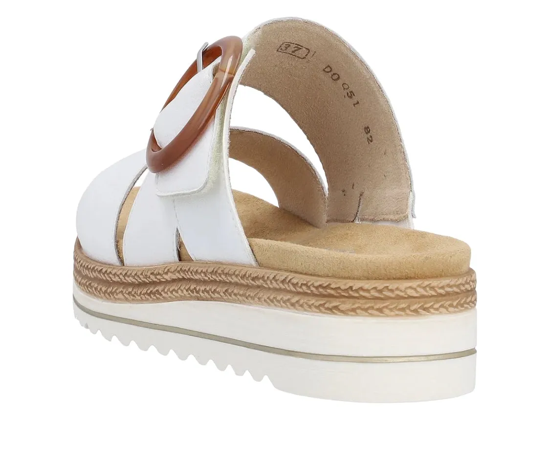 Remonte D0Q51-82 Alburi White Leather Slip-On Sandals