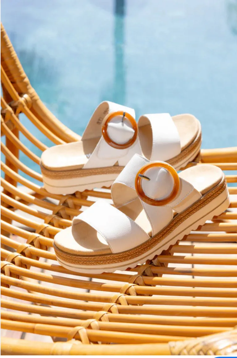 Remonte D0Q51-82 Alburi White Leather Slip-On Sandals