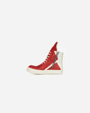 Rick Owen Lido Geobasket High 'Cardinal Red' Milk Sneakers