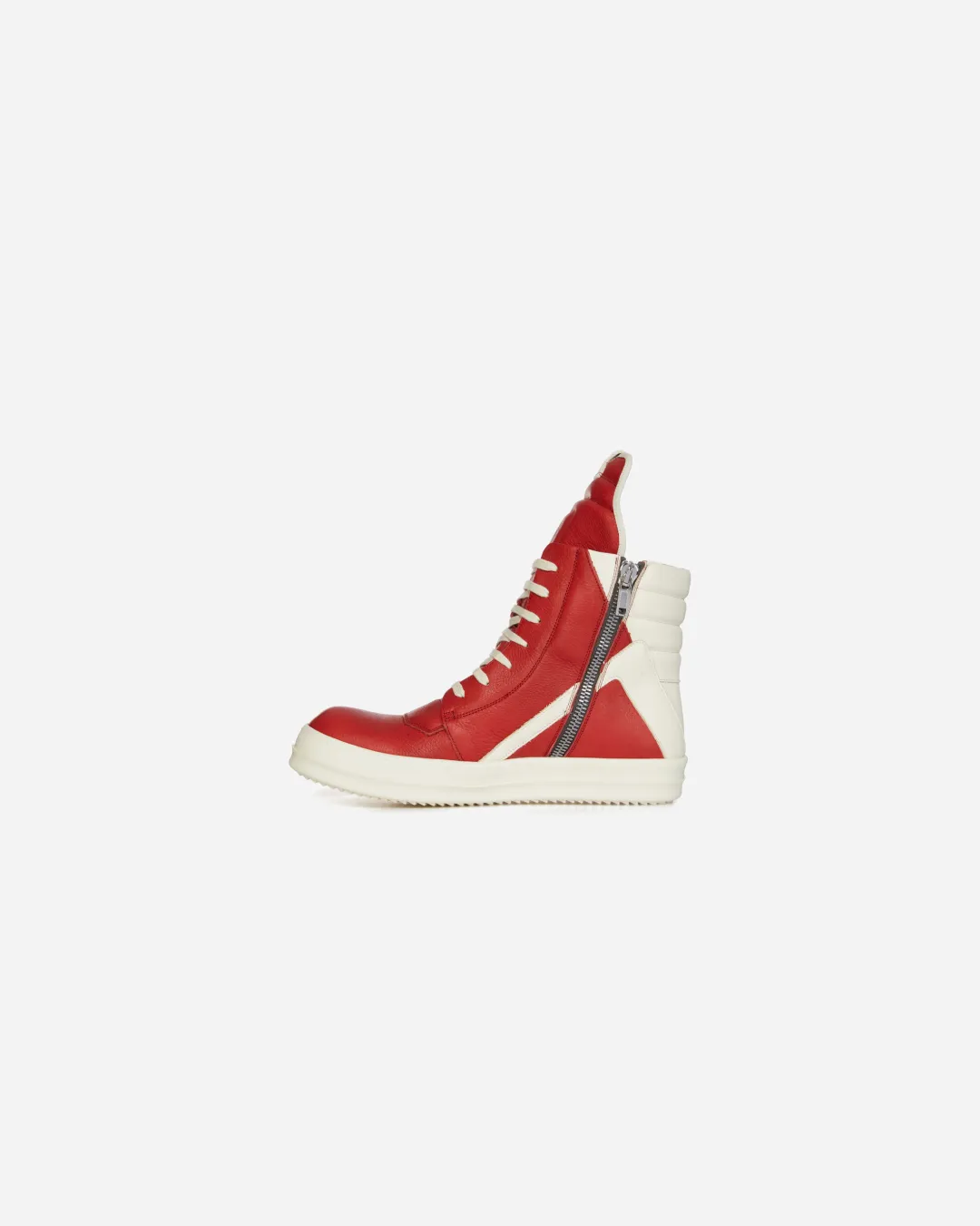 Rick Owen Lido Geobasket High 'Cardinal Red' Milk Sneakers