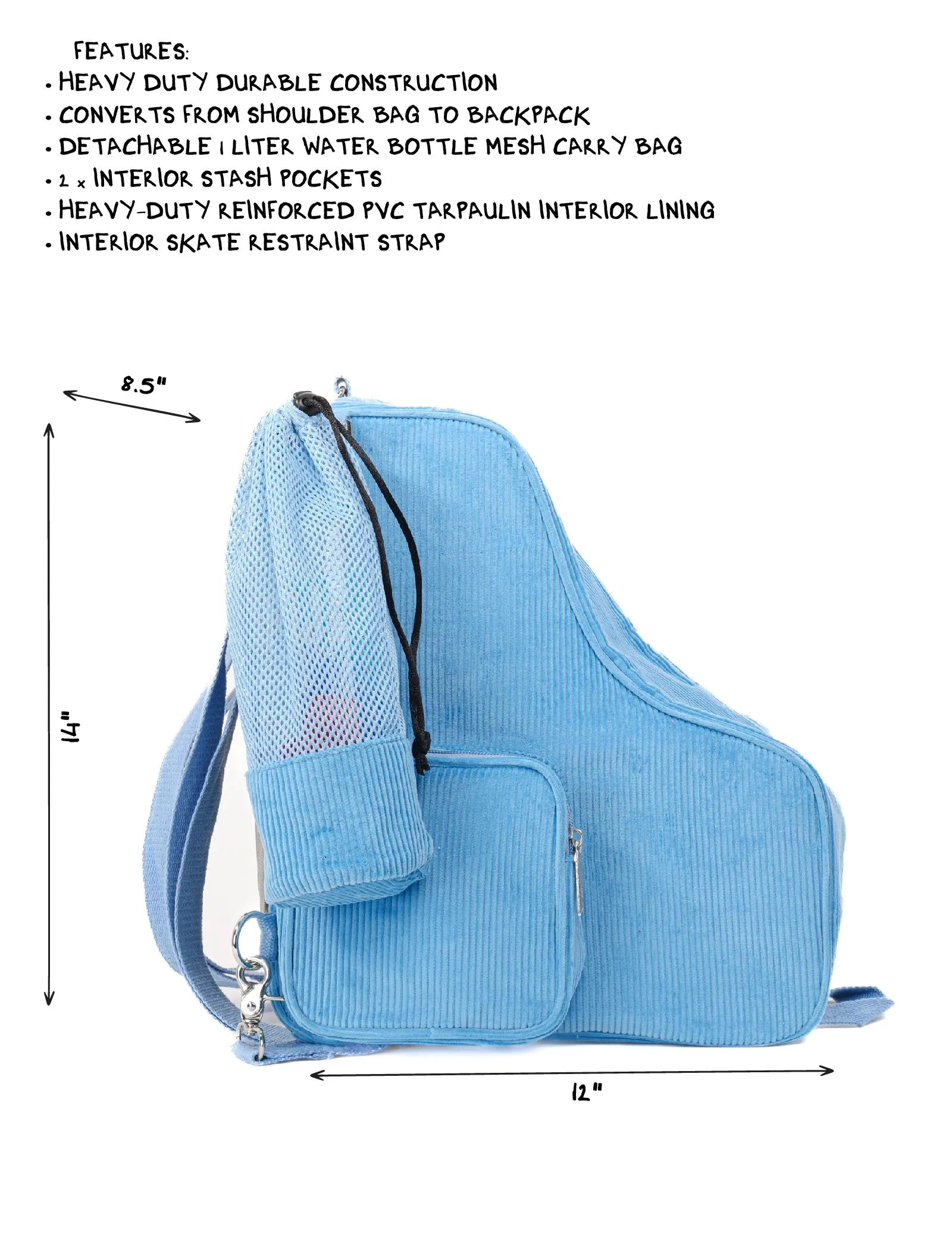 Roller Skate Backpack | Freewheelin' | Corduroy Blue