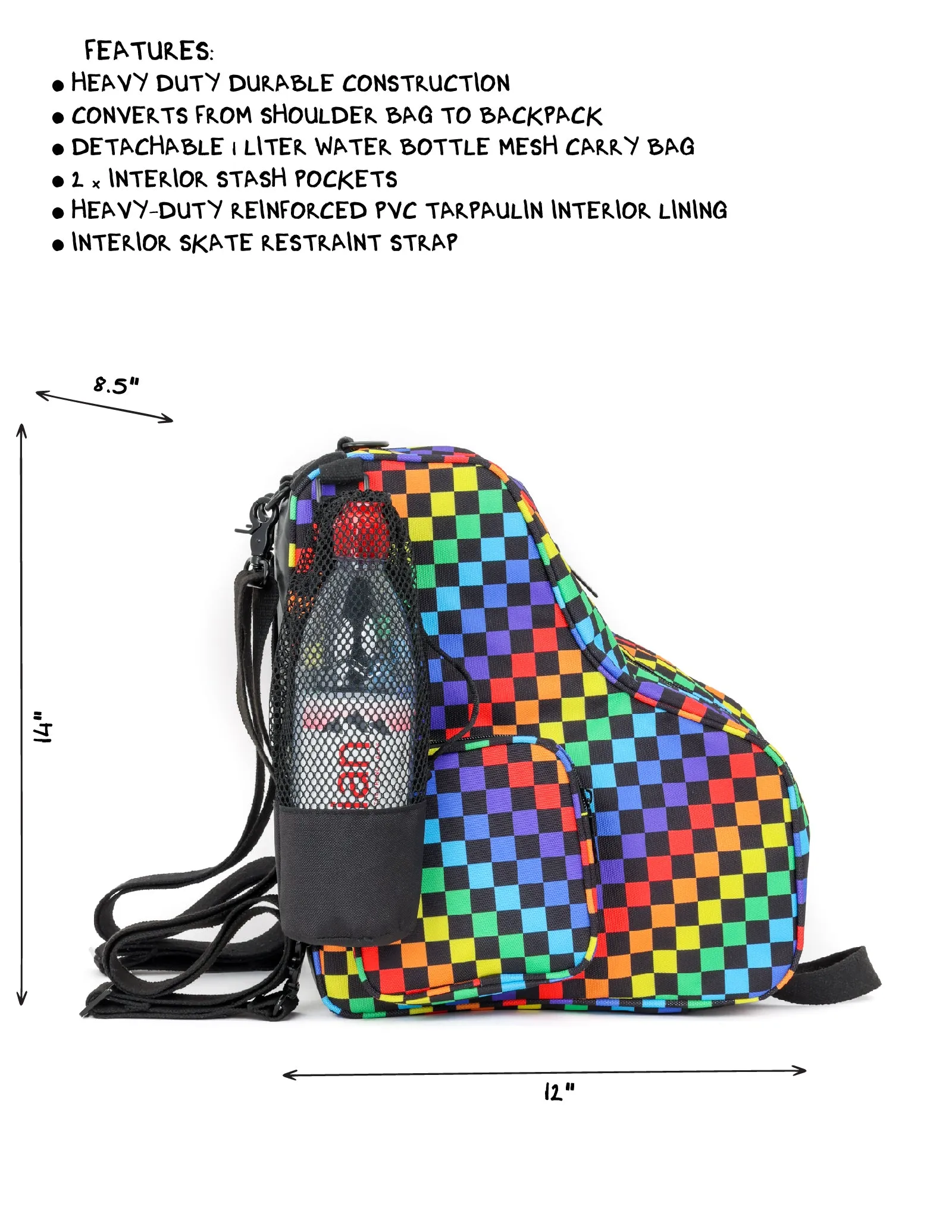 Roller Skate Backpack | Freewheelin' | INDY Rainbow Black