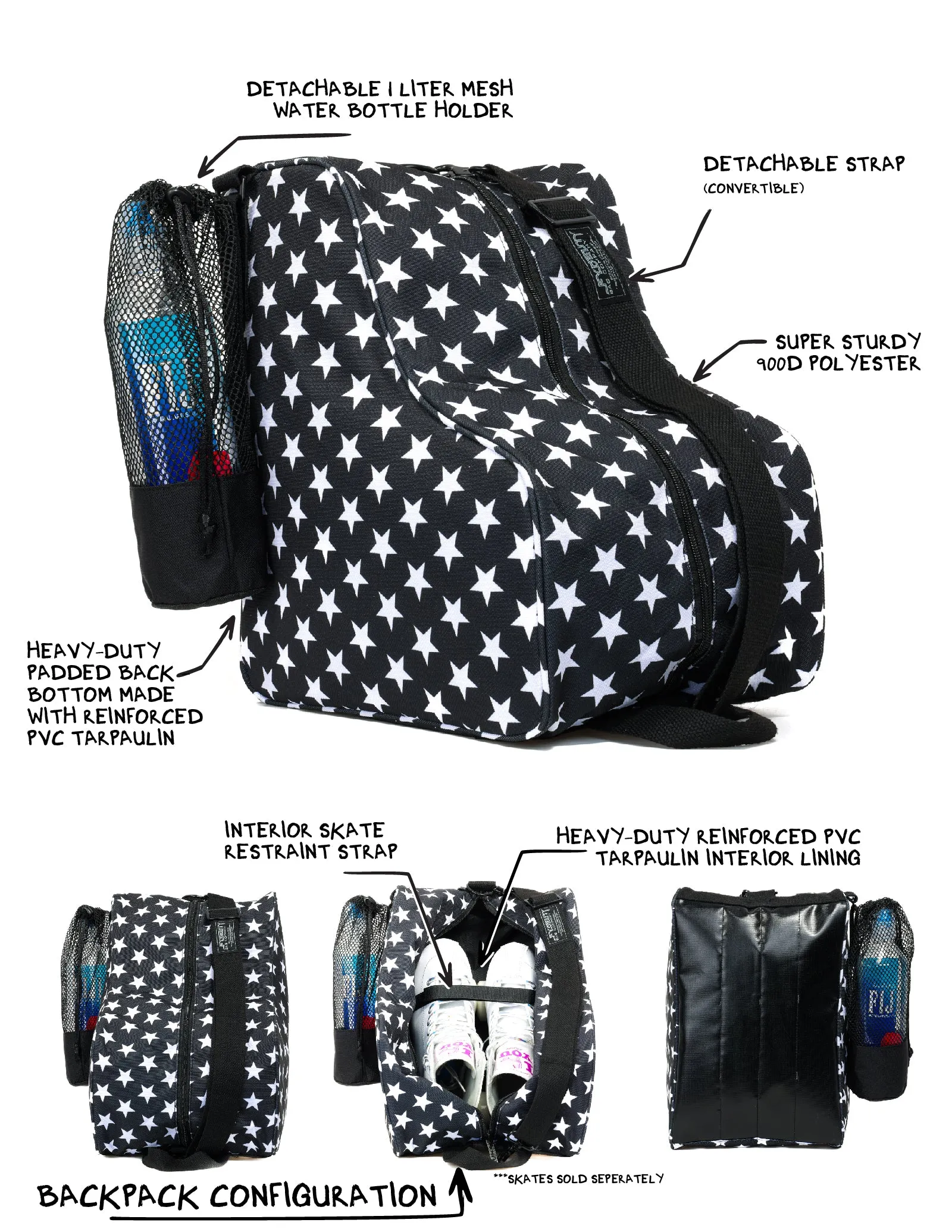 Roller Skate Bag | High Roller | Black Star