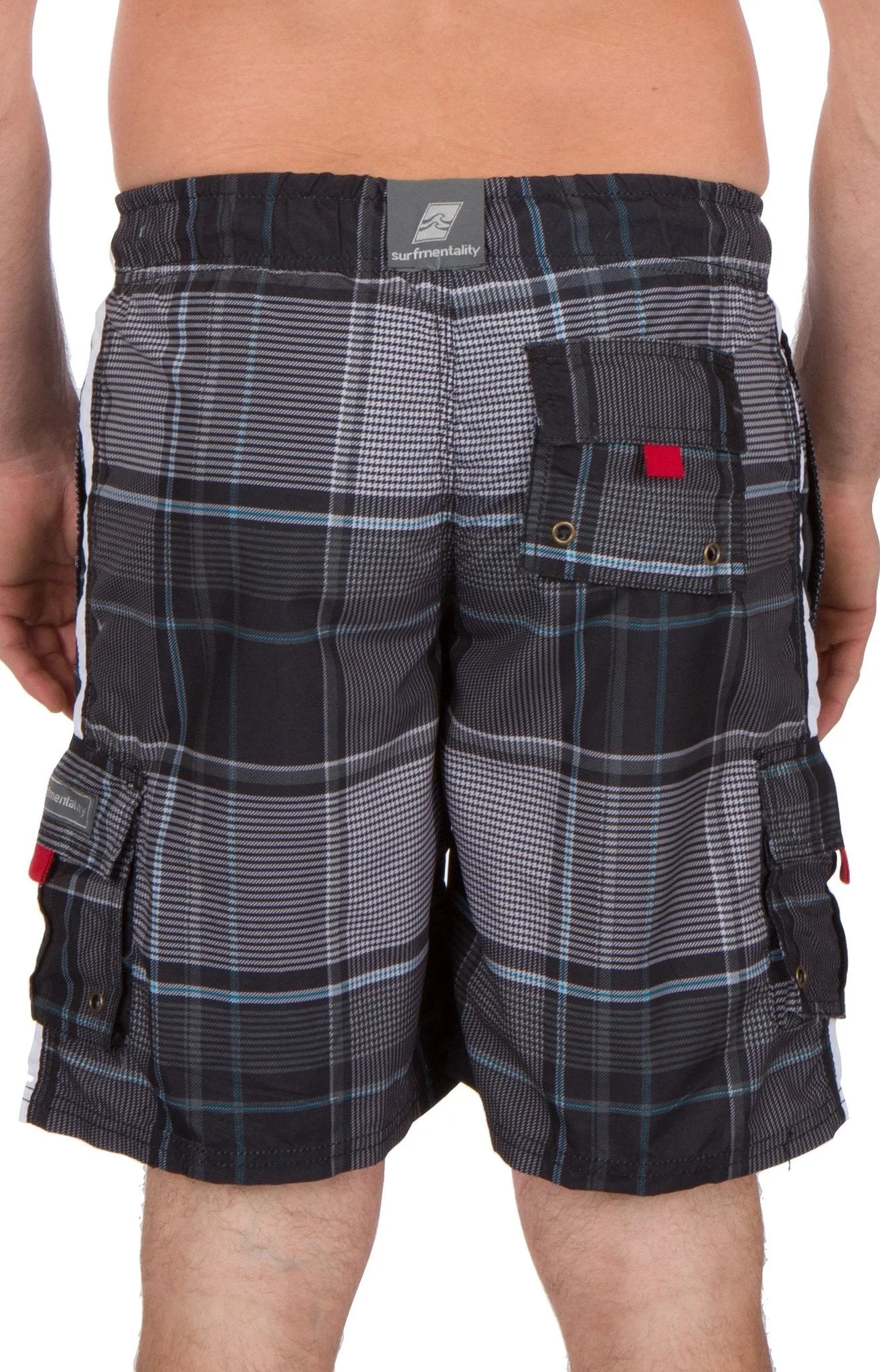 Sakkas Axel Plaid Stretch Waistband No Wet Swim Trunk/ Boardshorts