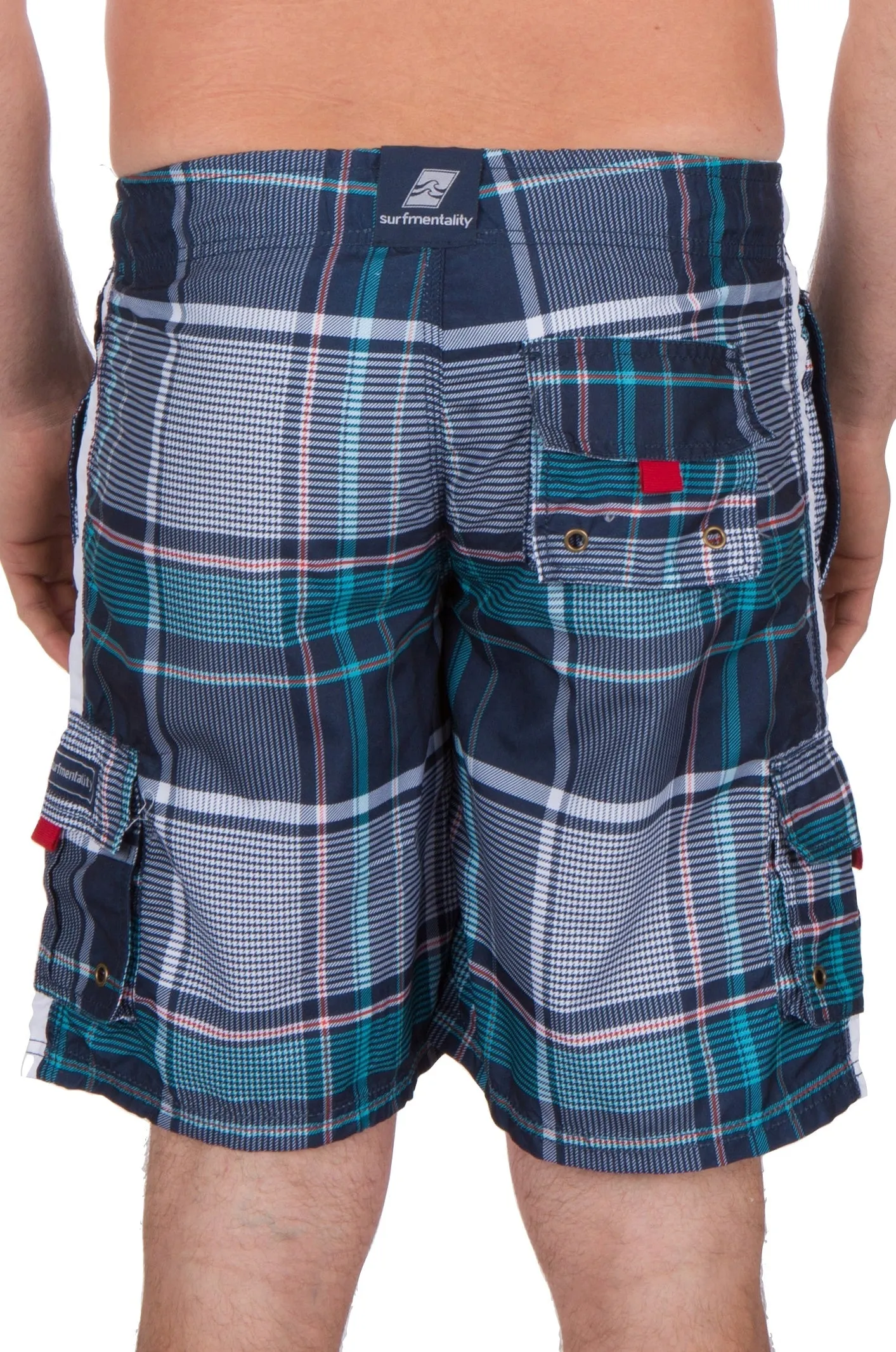 Sakkas Axel Plaid Stretch Waistband No Wet Swim Trunk/ Boardshorts