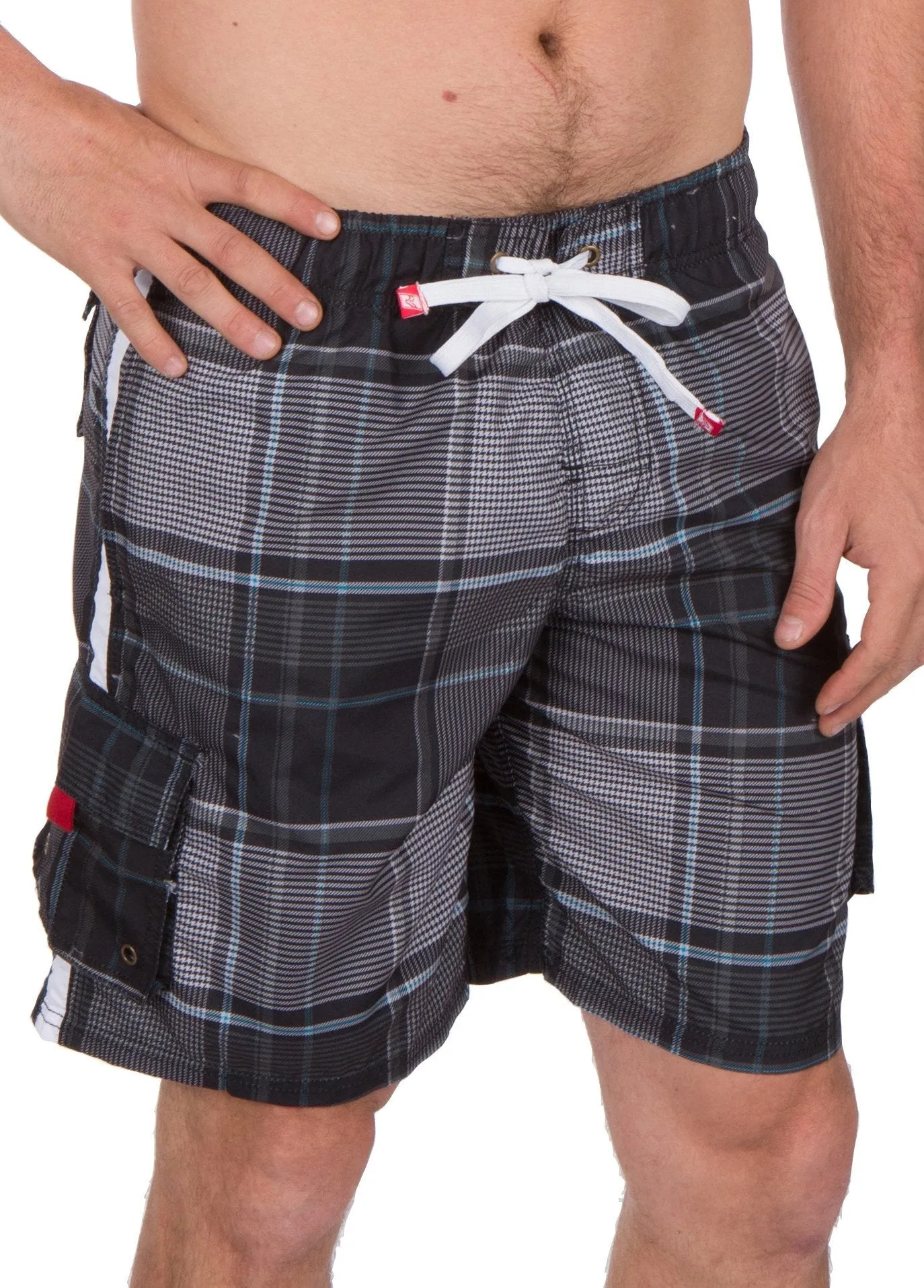 Sakkas Axel Plaid Stretch Waistband No Wet Swim Trunk/ Boardshorts