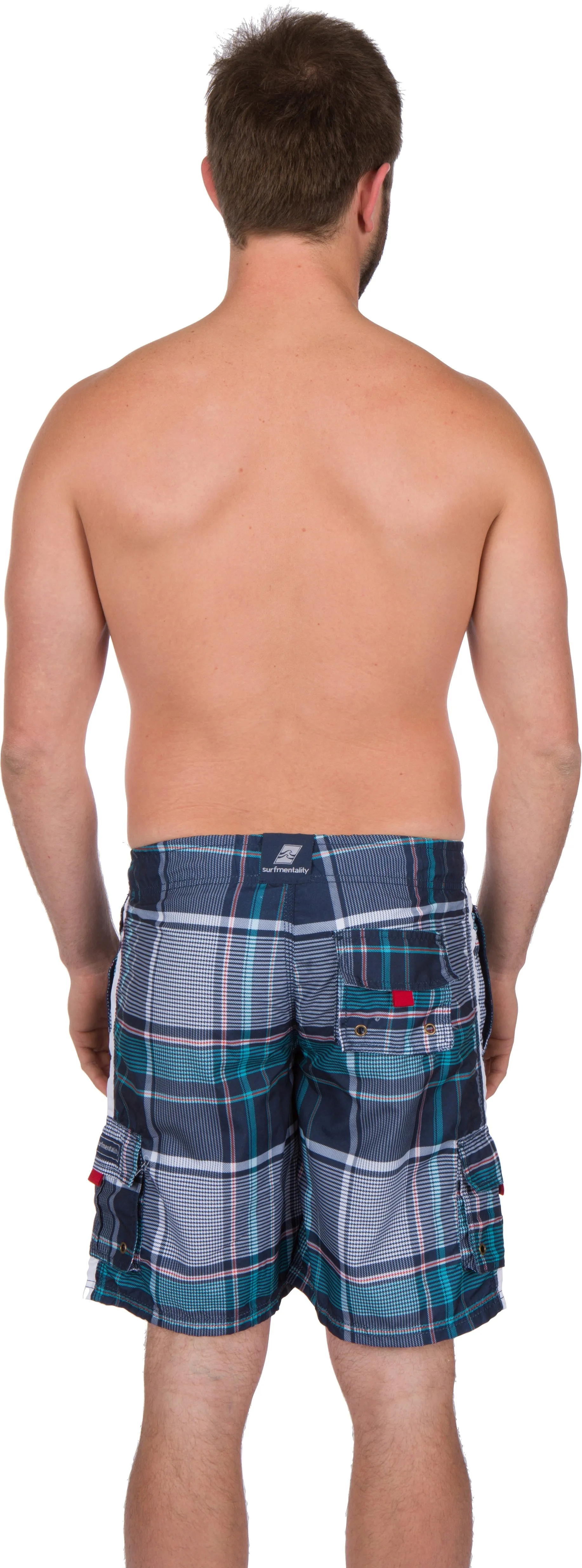 Sakkas Axel Plaid Stretch Waistband No Wet Swim Trunk/ Boardshorts