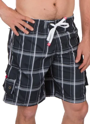 Sakkas Jaxon Plaid Stretch Waistband No Wet Swim Trunk/ Boardshorts