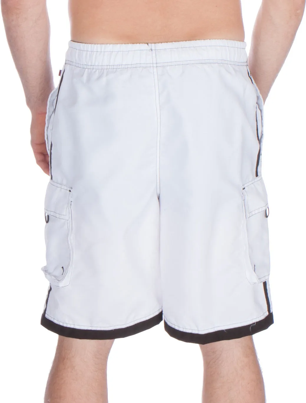 Sakkas Mens Contrast Stripes Skate Surf Board Short / Swim Trunks