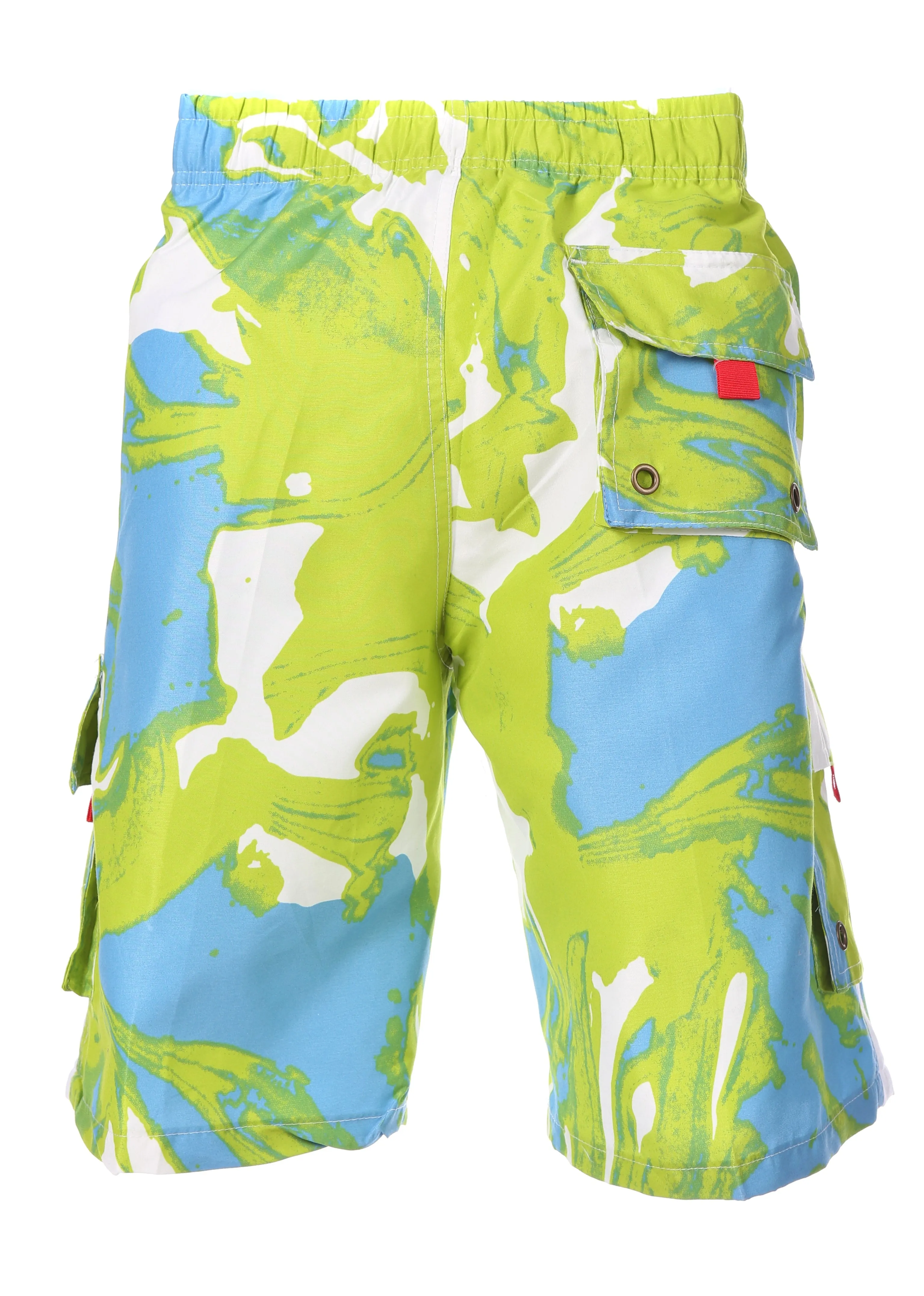 Sakkas Mens Multi Color Wave Design Skate Surf Board Short / Swim Trunks