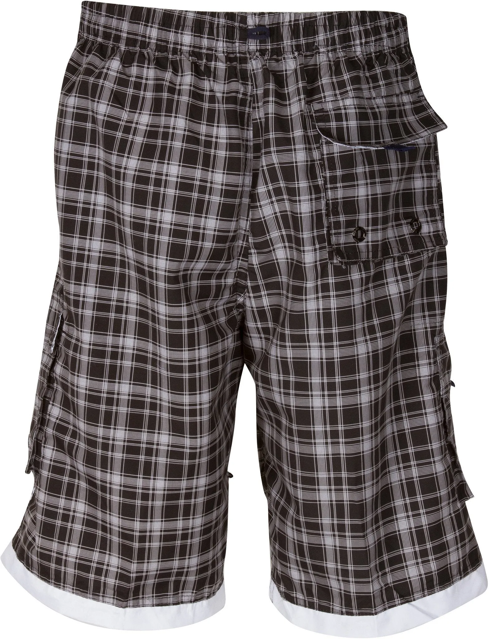 Sakkas Men's Plaid Cargo Skate Surf Board Short / Swim Trunks