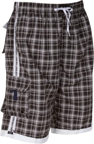 Sakkas Men's Plaid Cargo Skate Surf Board Short / Swim Trunks