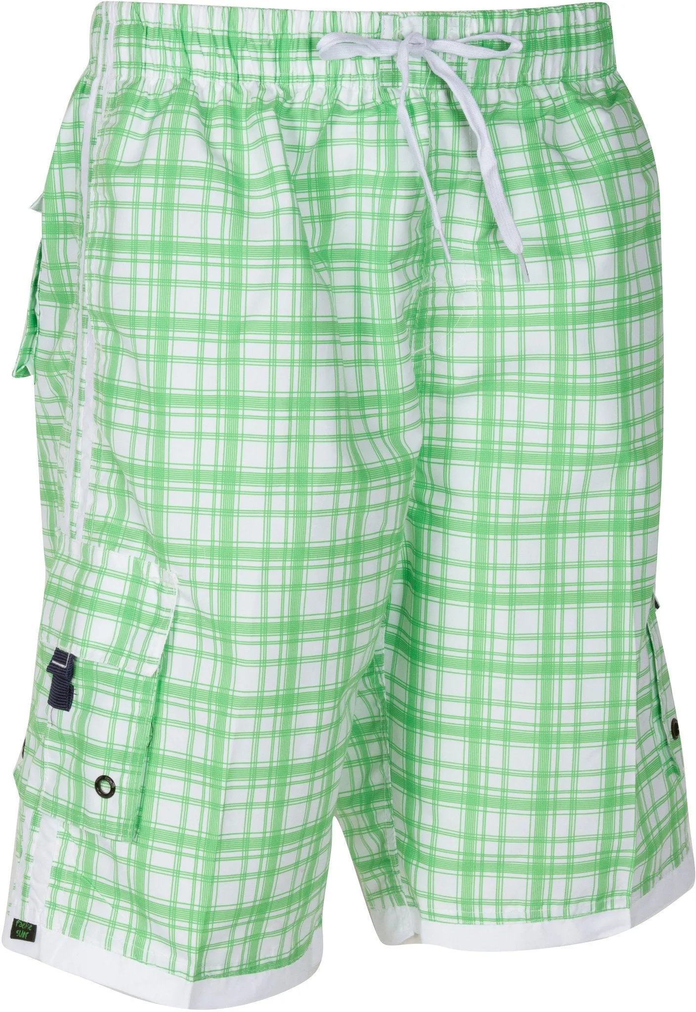 Sakkas Men's Plaid Cargo Skate Surf Board Short / Swim Trunks