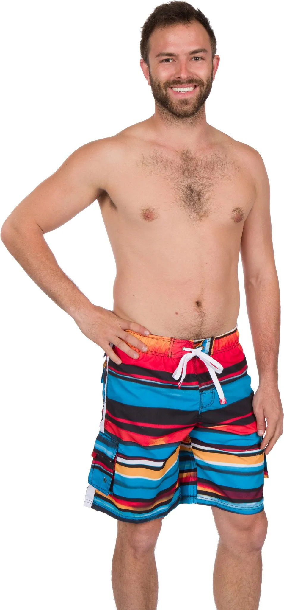 Sakkas Zayn Striped Stretch Waistband No Wet Swim Trunk/ Boardshorts