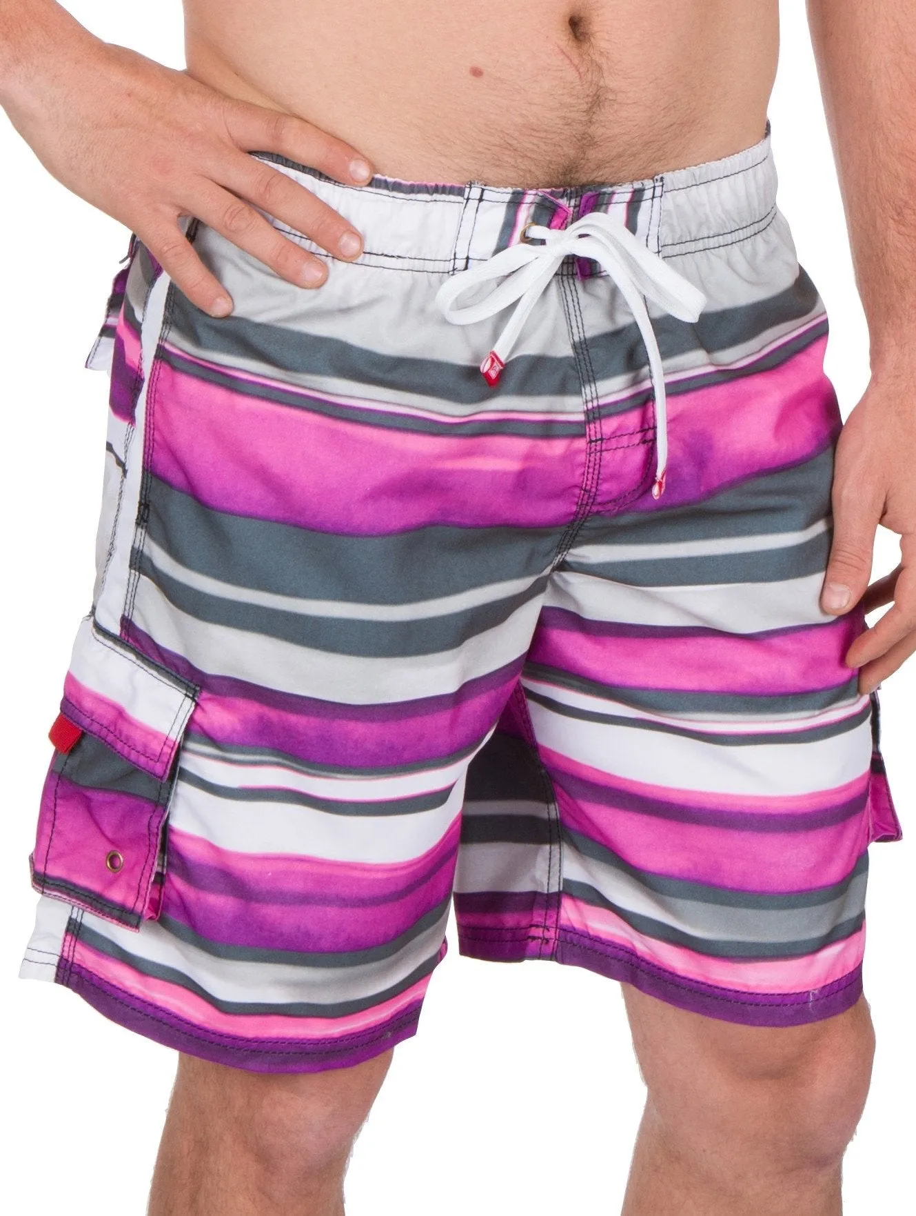 Sakkas Zayn Striped Stretch Waistband No Wet Swim Trunk/ Boardshorts