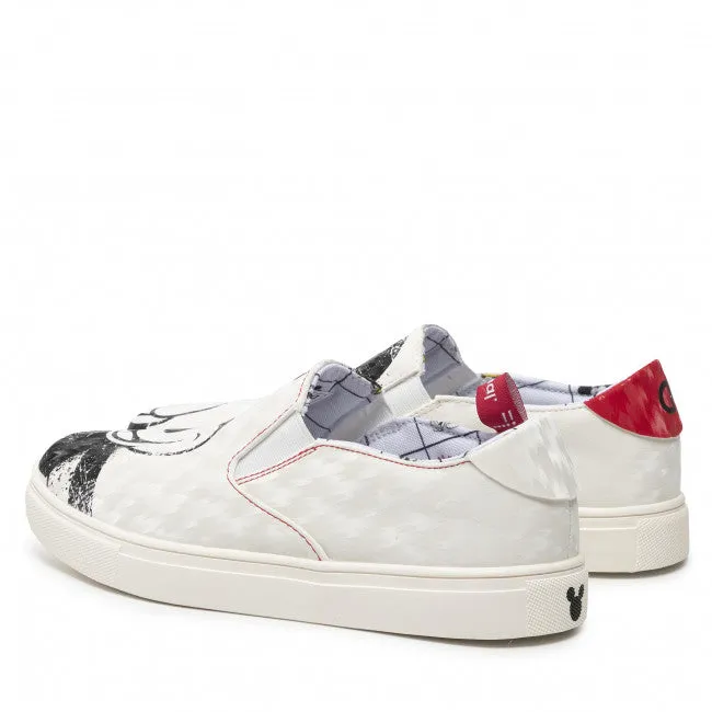 Scarpe Donna DESIGUAL Sneakers Slip-On con Illustrazione Topolino colore Bianco