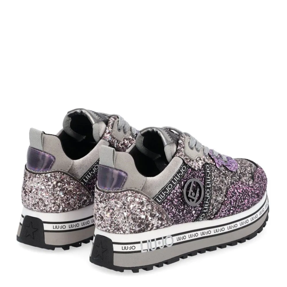 Scarpe Donna LIU JO Sneakers Platform Maxi Wonder 253 con Glitter All Over Purple