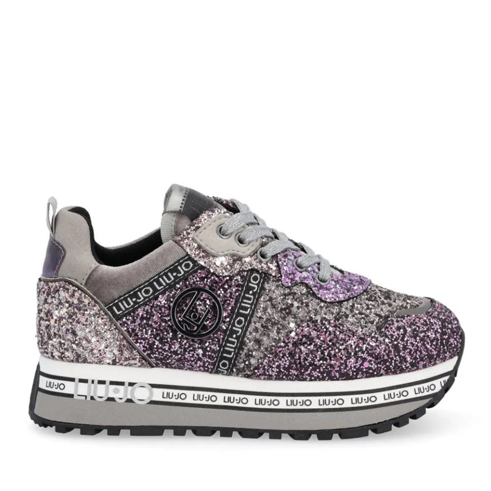 Scarpe Donna LIU JO Sneakers Platform Maxi Wonder 253 con Glitter All Over Purple