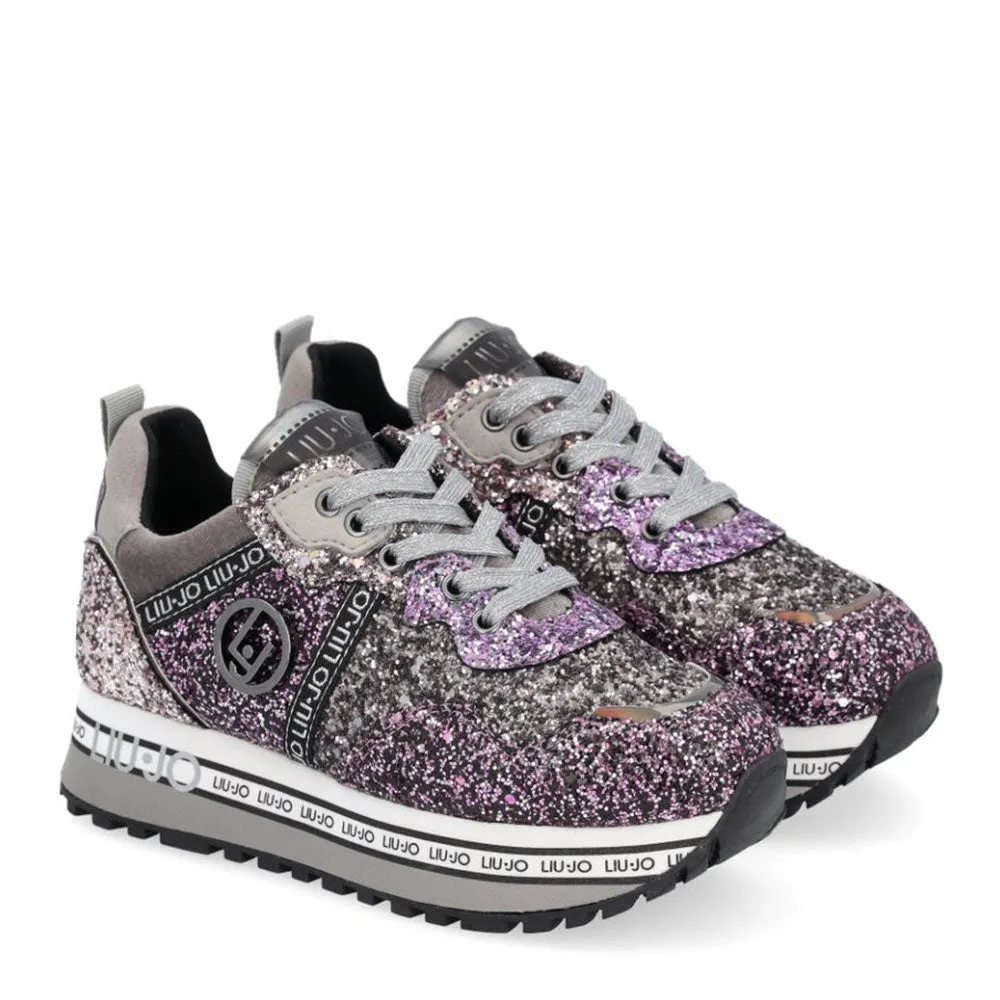 Scarpe Donna LIU JO Sneakers Platform Maxi Wonder 253 con Glitter All Over Purple