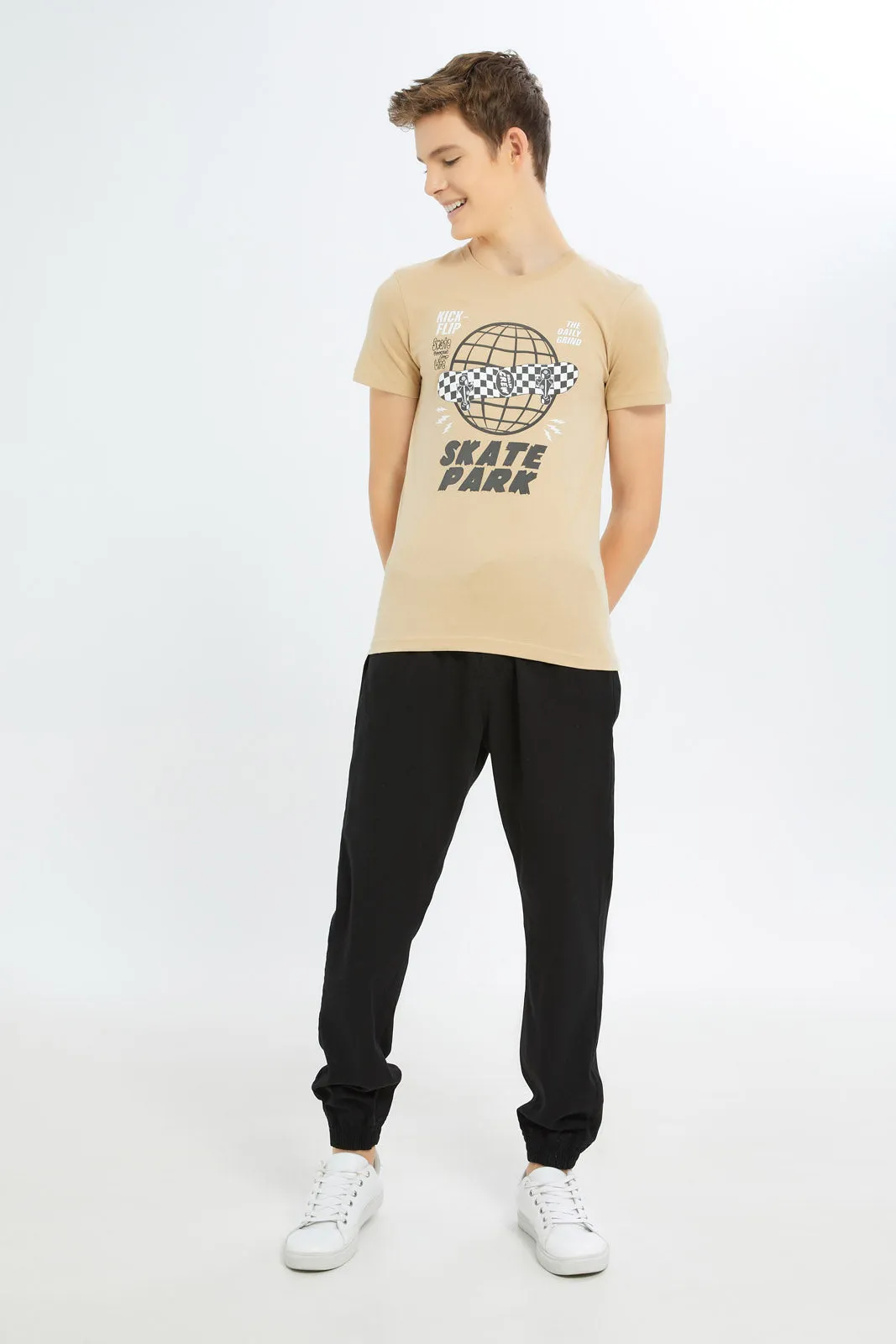 Senior Boys Beige Skate Park T-Shirt