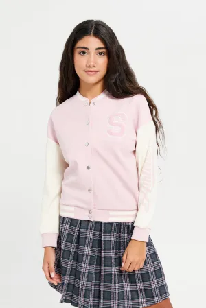 Senior Girls Pink Baseball Embellished Jackets