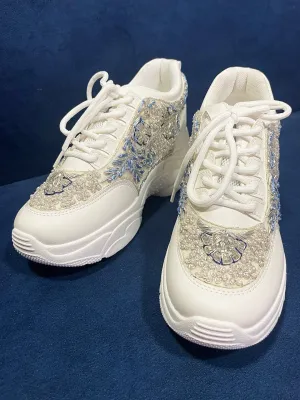 Silver Pearl Work Bridal Sneakers