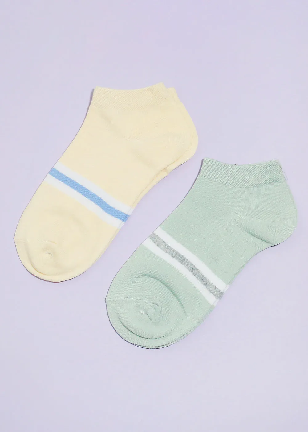 Solid Color Striped Low-Cut Socks