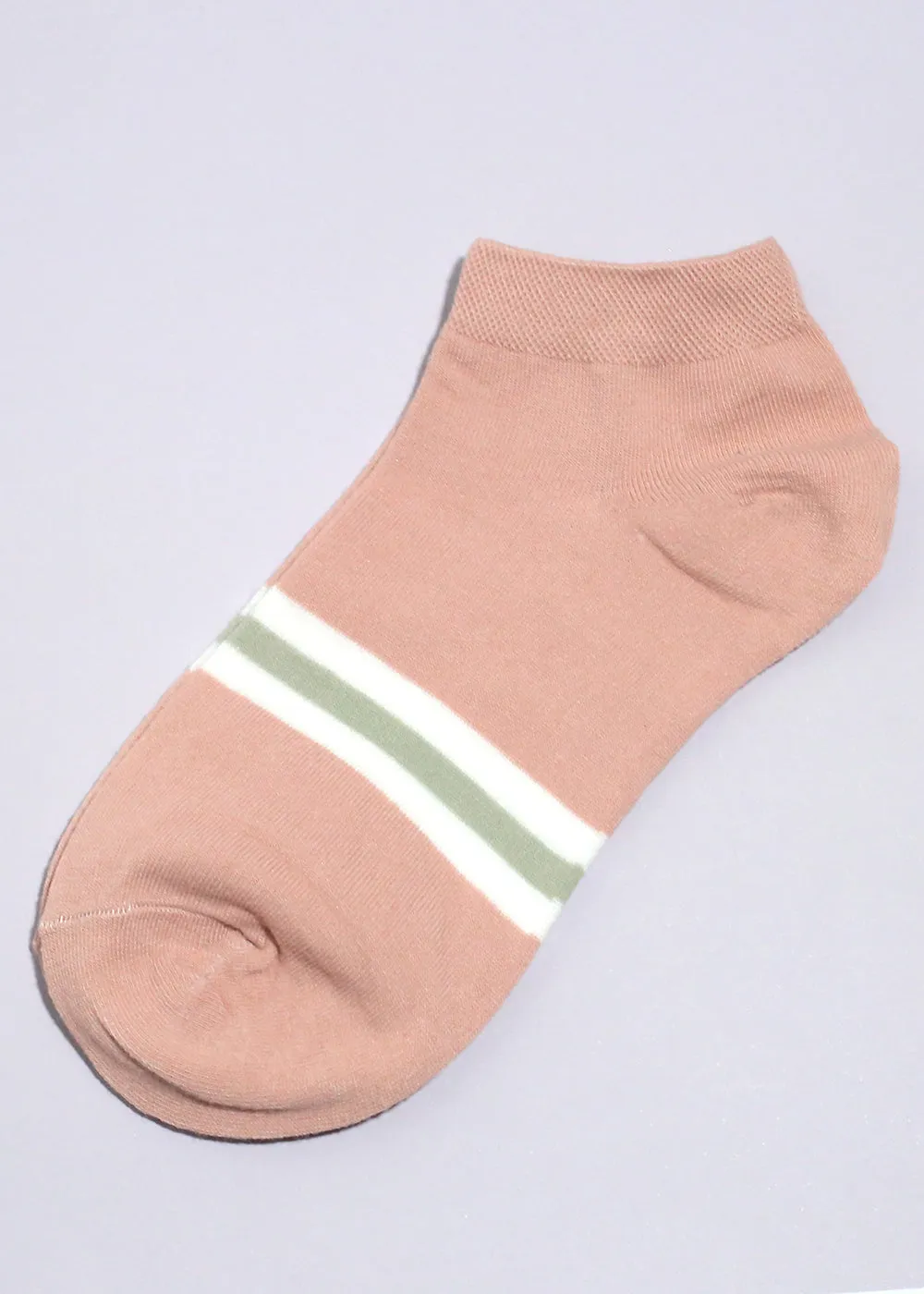 Solid Color Striped Low-Cut Socks