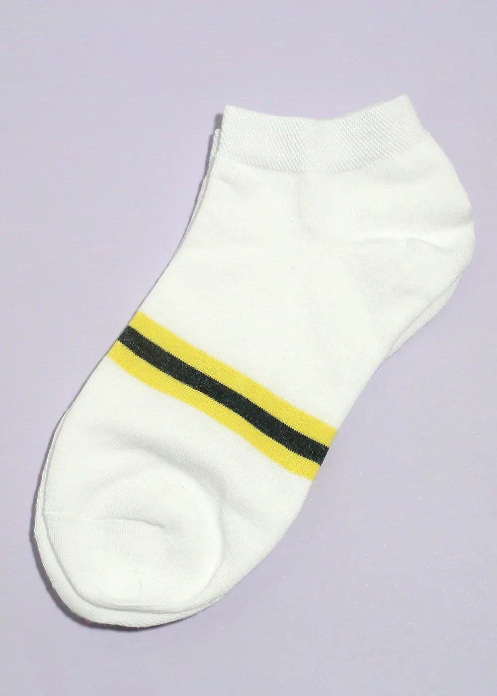 Solid Color Striped Low-Cut Socks