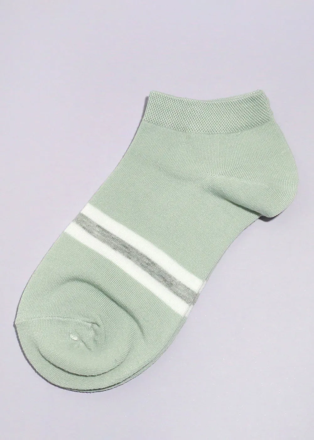 Solid Color Striped Low-Cut Socks