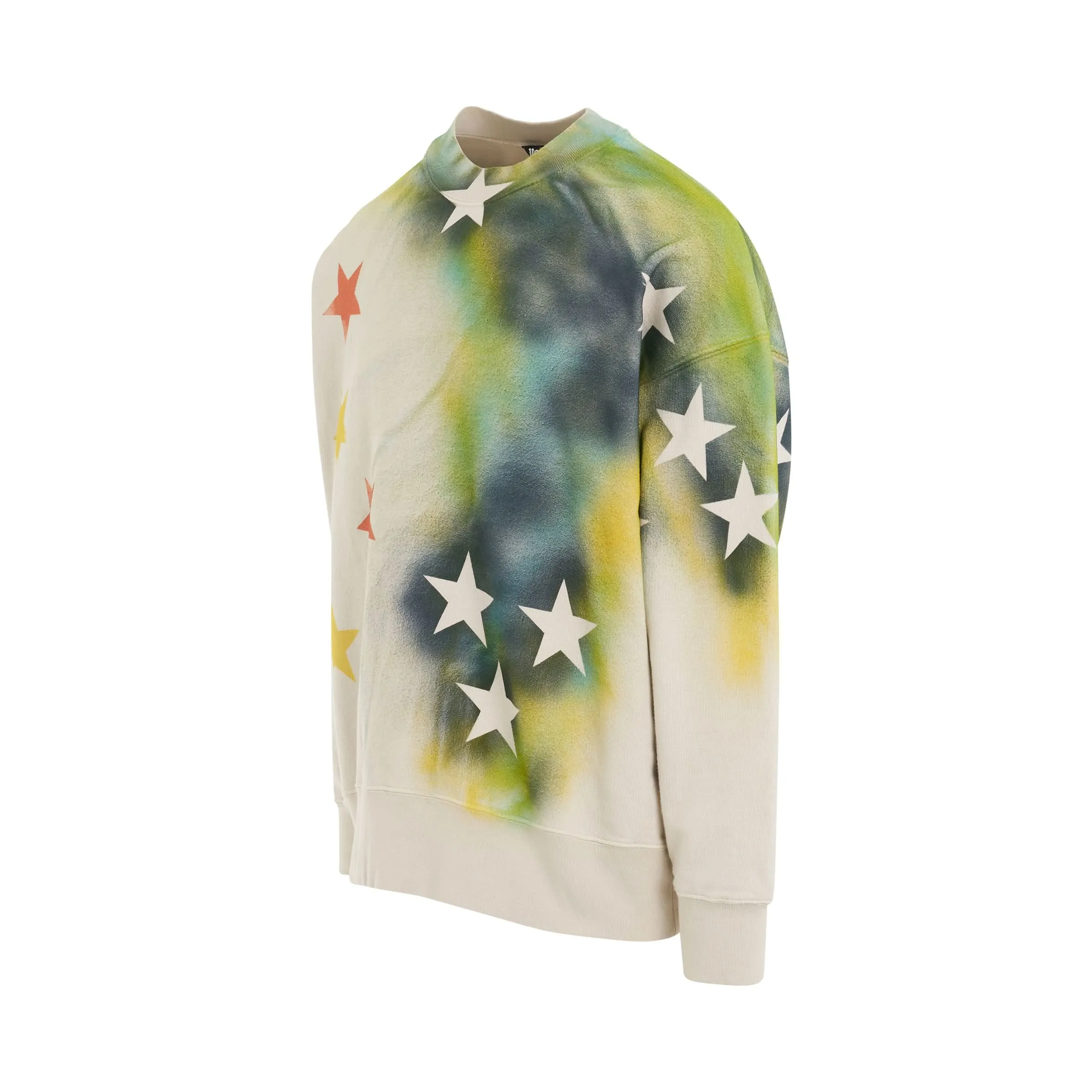 Sprayed Stars Vintage Crewneck Sweatshirt in White/Multicolour