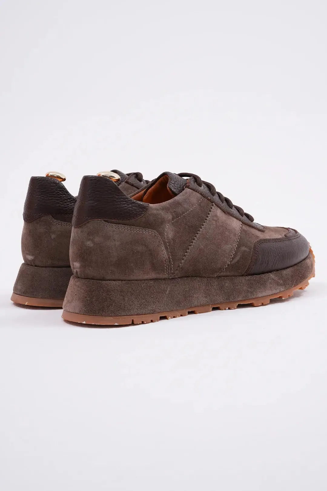 Suede Brown Leather Sneakers.