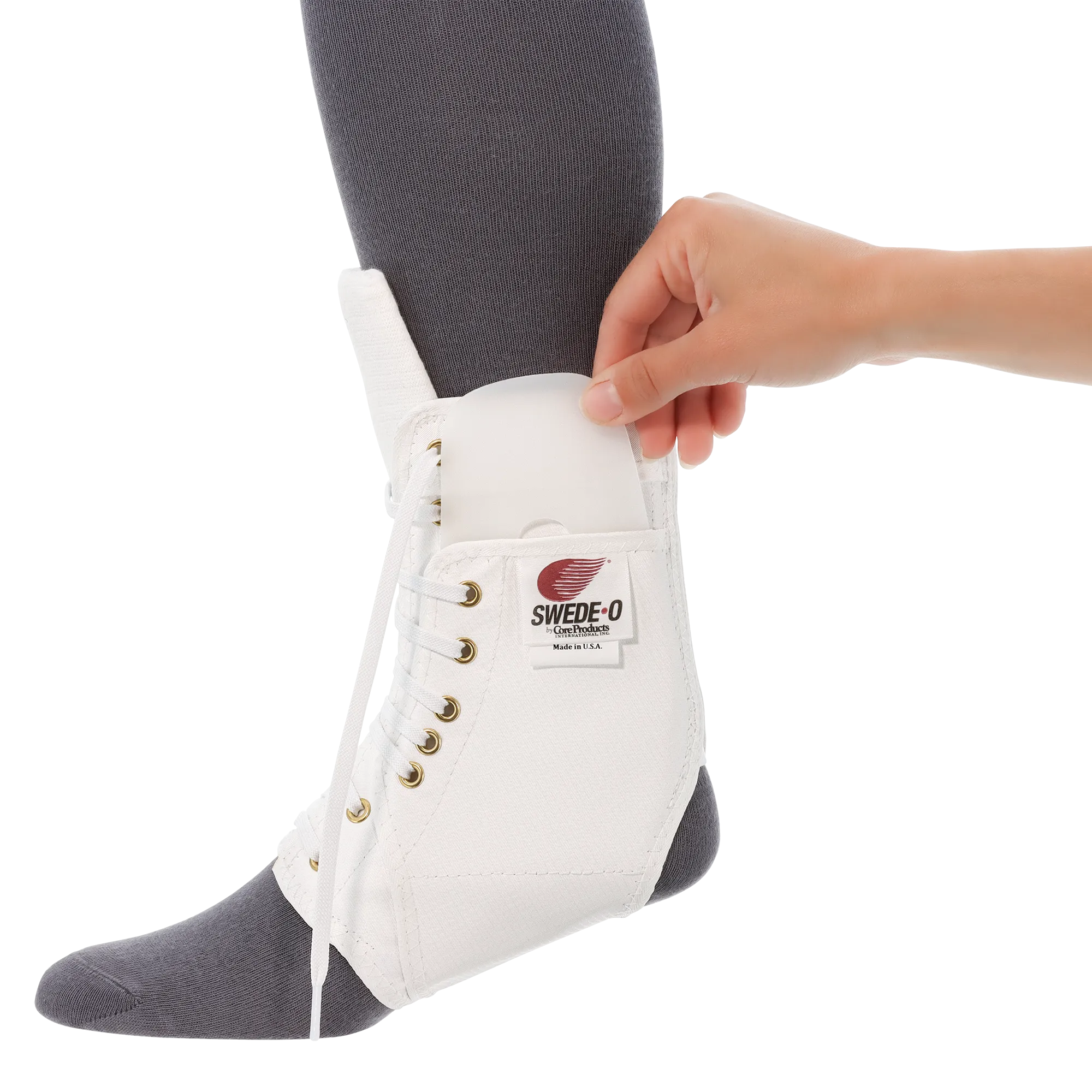 Swede-O Ankle Lok Brace, Padded Tongue, White