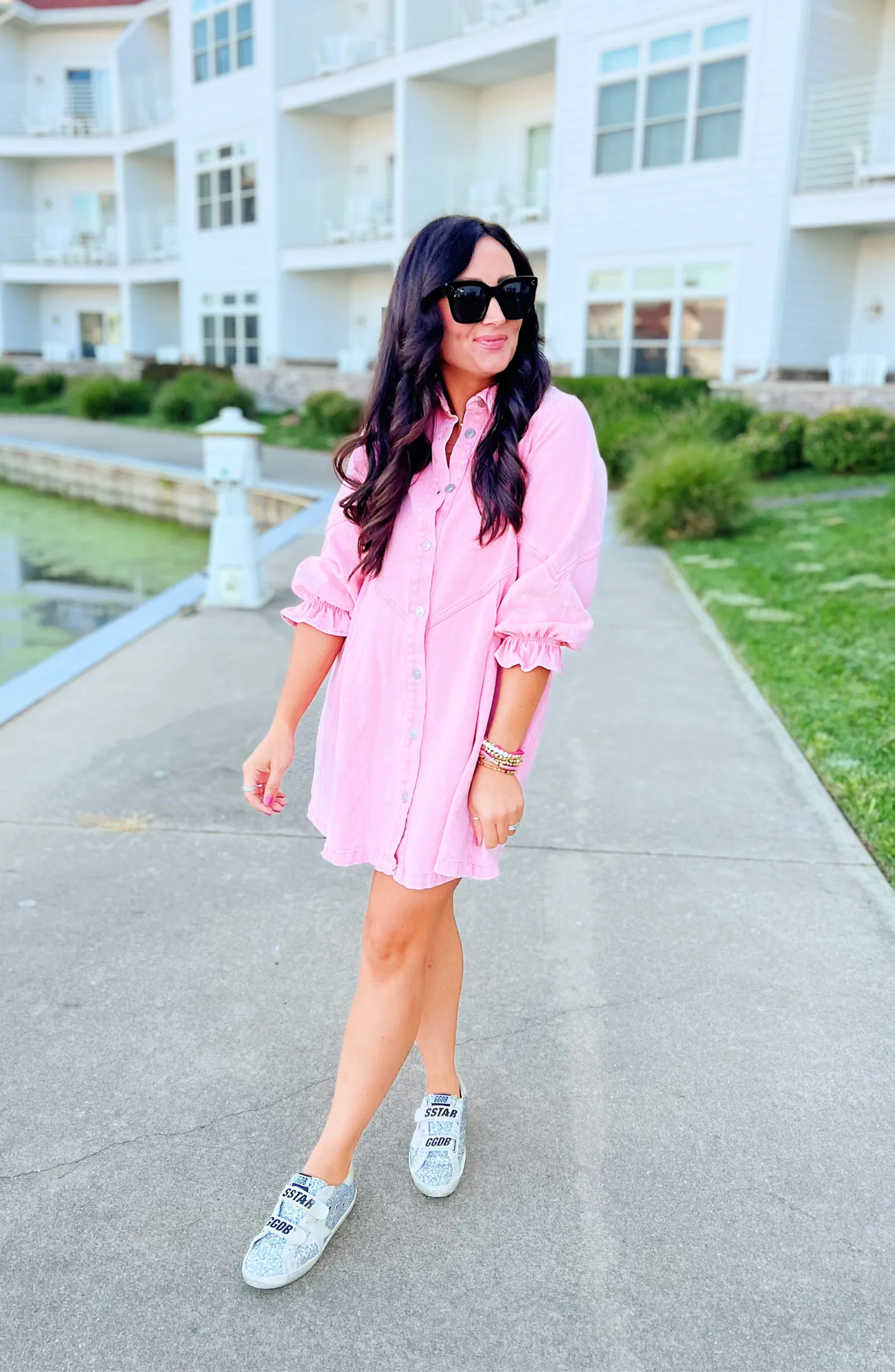 The Eloise Pink Denim Dress