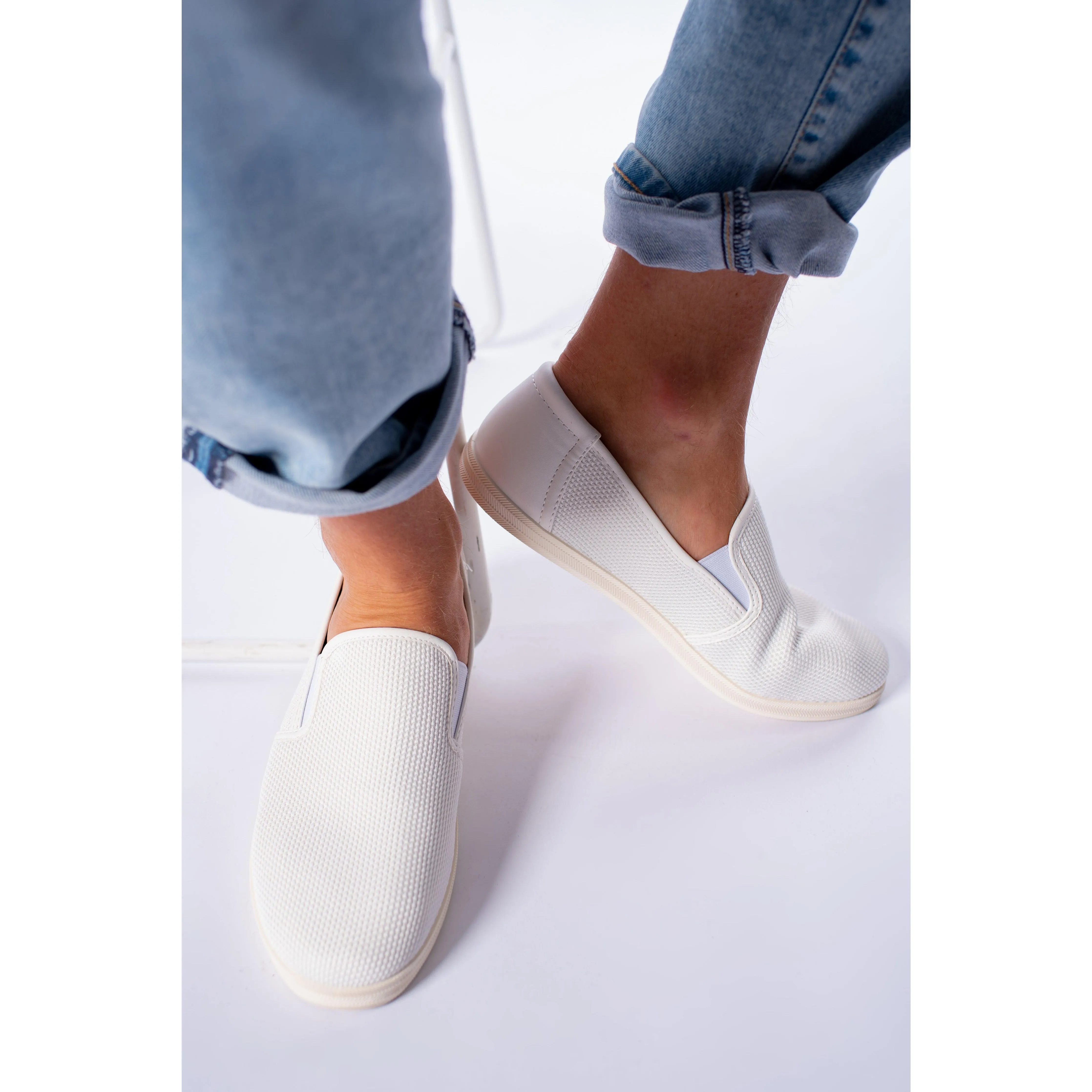 Topman Men's White Slip On Mesh Sneakers