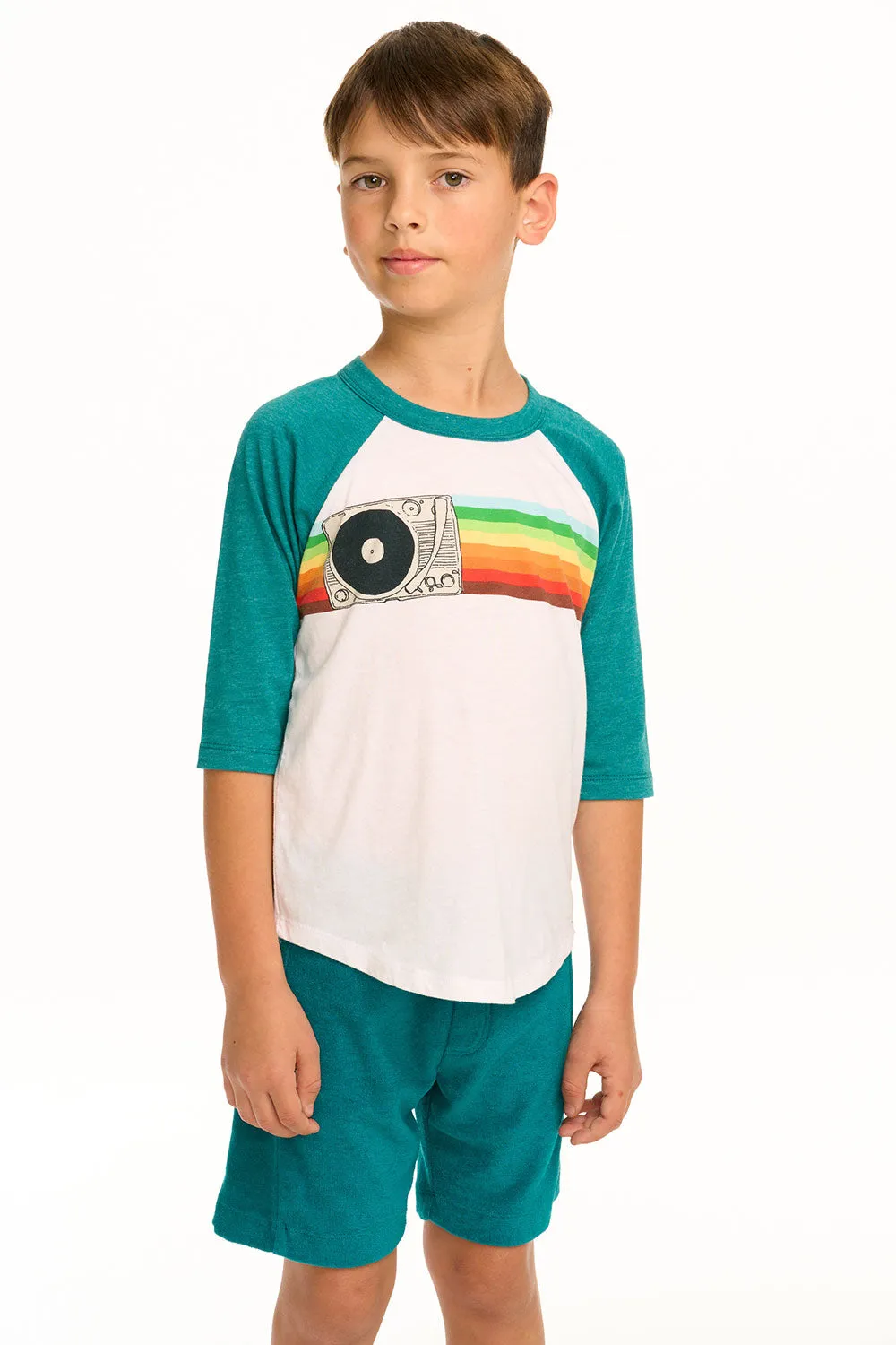 Turntable Rainbow Recycled Vintage Jersey Baseball Tee