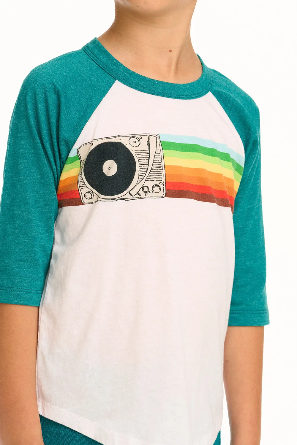 Turntable Rainbow Recycled Vintage Jersey Baseball Tee