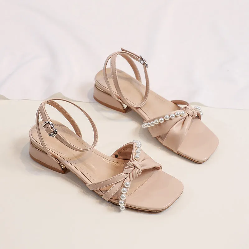 Uniwim Summer beach by the seaside sandals Thick Heels Pearl Platform Sandals