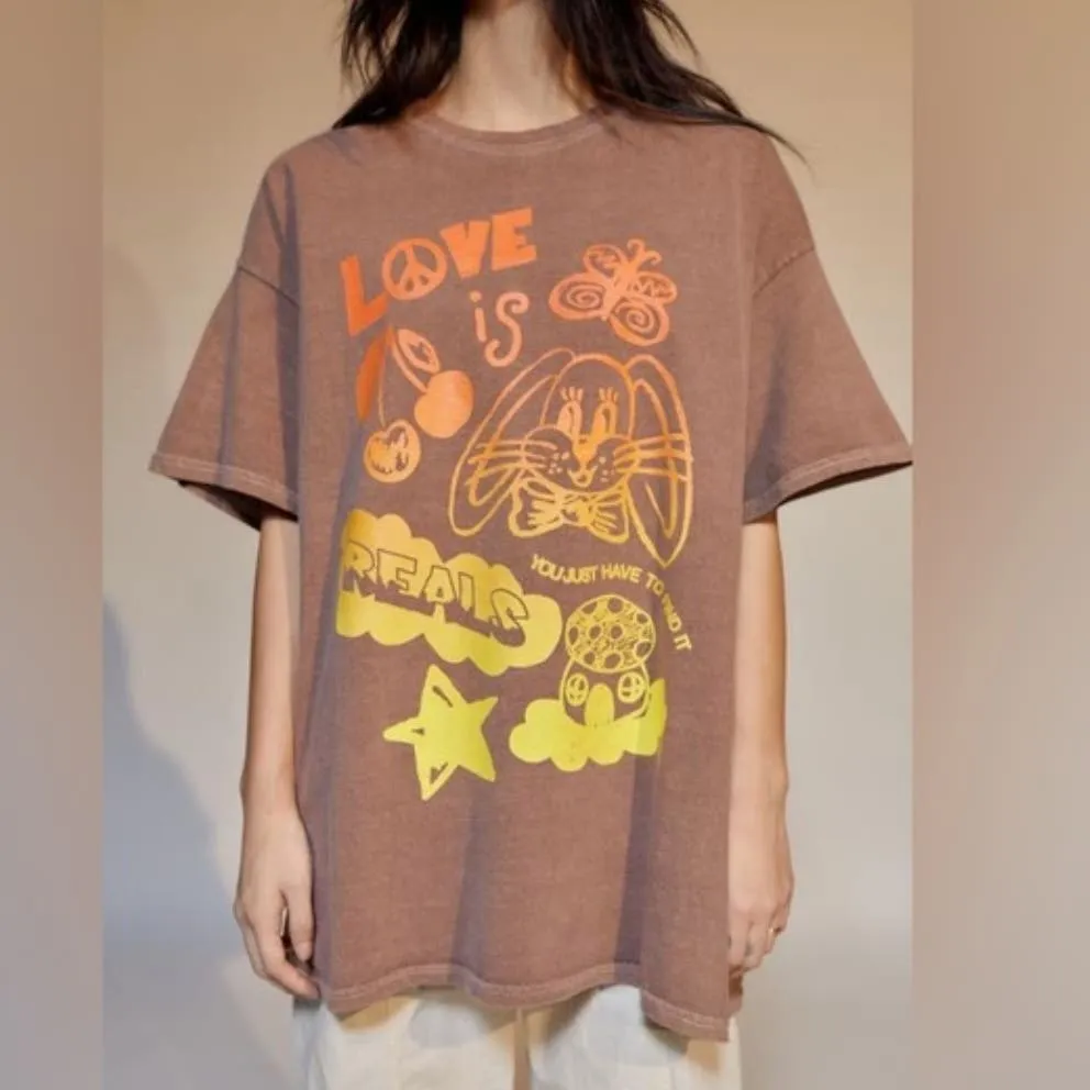 Urban Outfitters Groovy Graphic Tee Retro 70s Oversize Grunge Psychedelic Tshirt