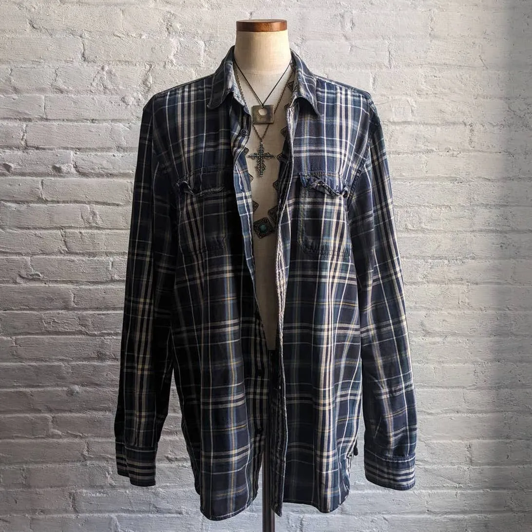 Vintage GAP Oversize Plaid Dark Academia Grunge Muted Earthy Boyfriend Flannel