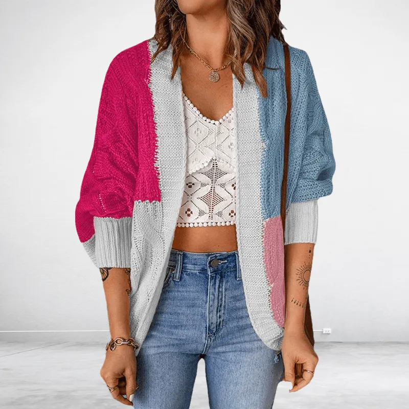 Women's Color Block Knit Cardigan Sweater