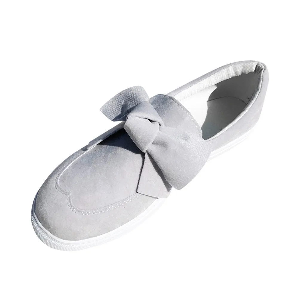 Women's Ladies Shoes Flat Bowknot Slip On Sneakers Fashion Girls Casual Shoes