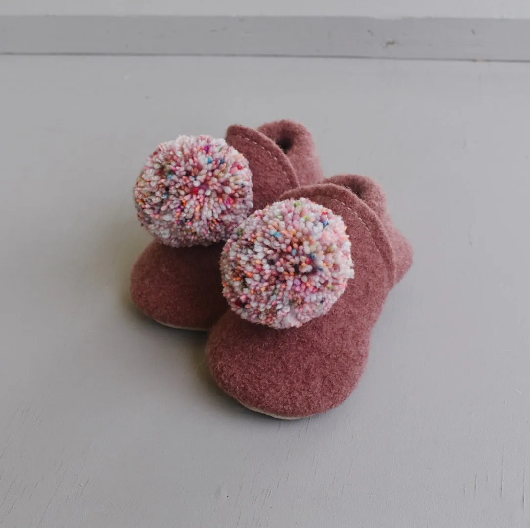 wool pompom shoes - dusty