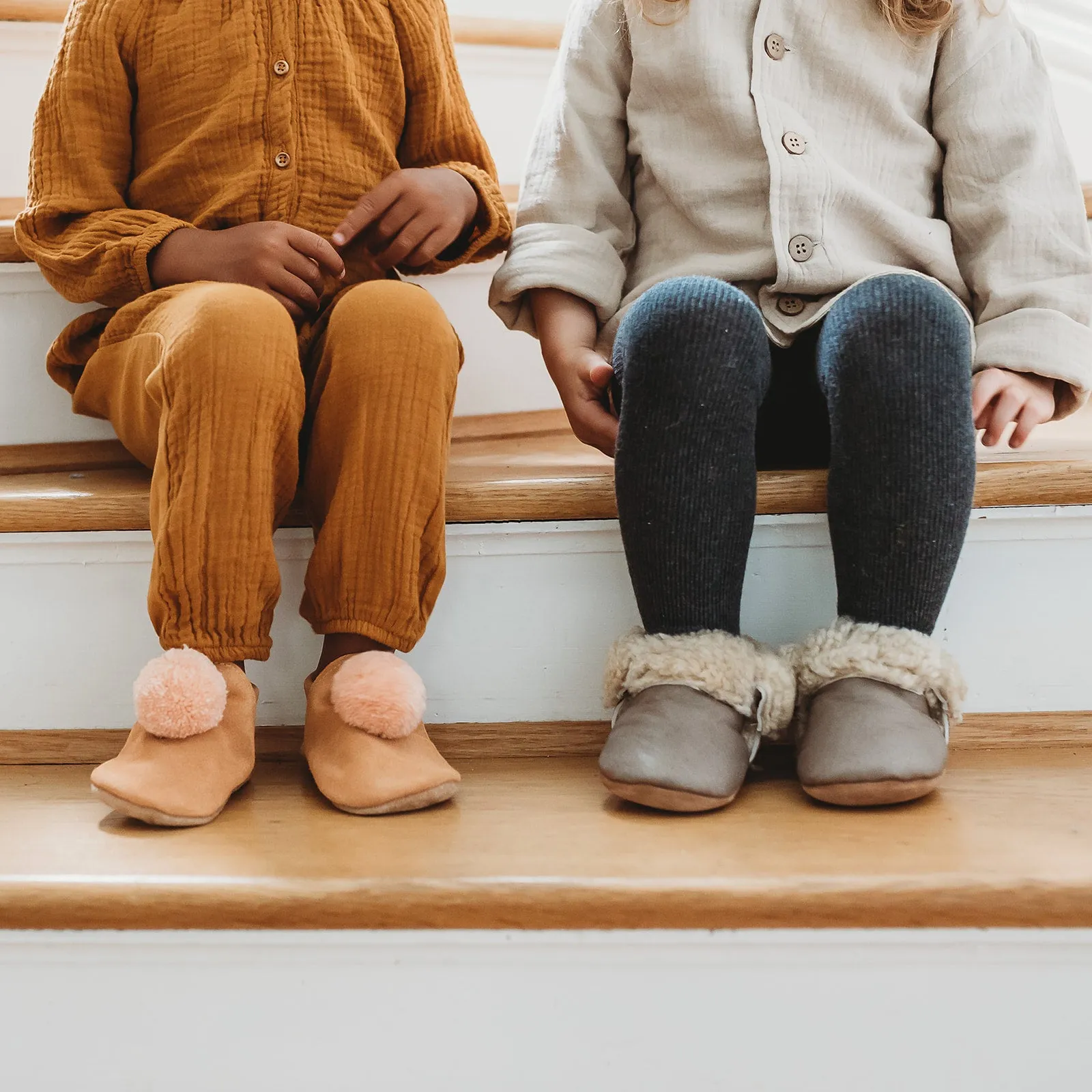 wool pompom shoes - dusty