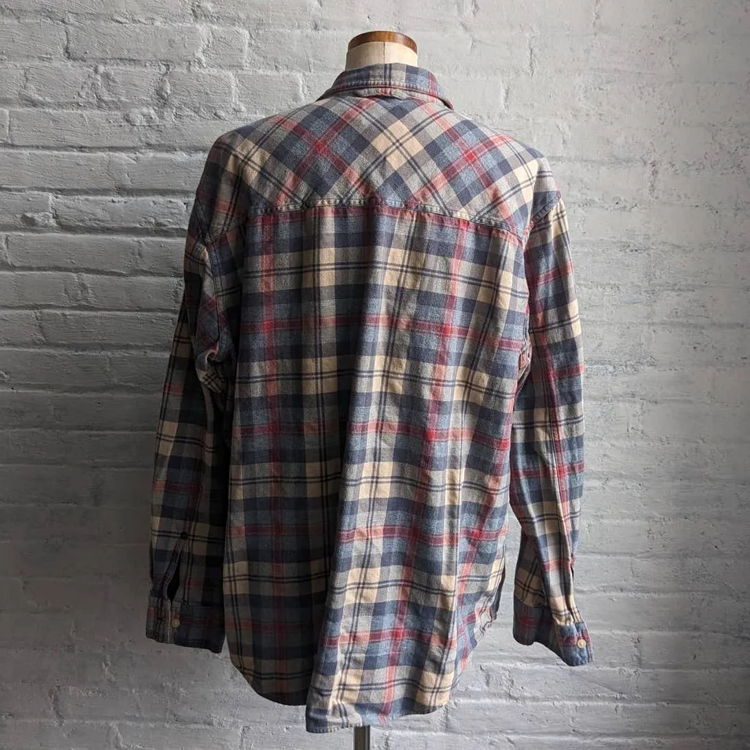 Y2K Boho Neutral Plaid Flannel Grunge Minimalist Boyfriend Oversize Skater Top