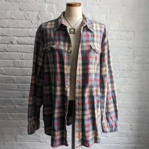 Y2K Boho Neutral Plaid Flannel Grunge Minimalist Boyfriend Oversize Skater Top