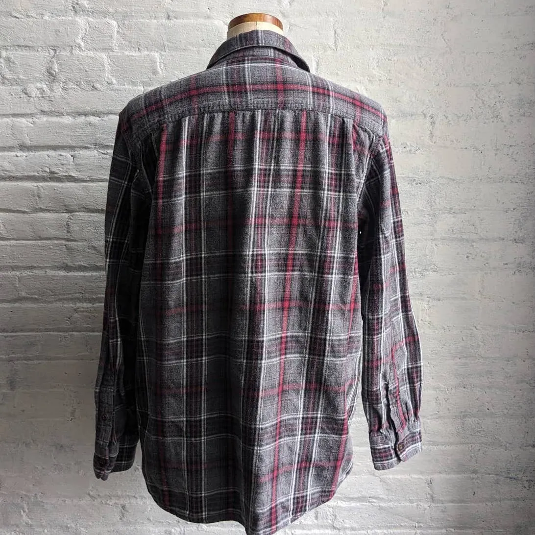 Y2K Vintage Oversize Plaid Dark Academia Grunge Muted Earth Tone Flannel Top